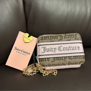 Juicy Couture Lux Square Pink and Brown Zip Wallet NWT